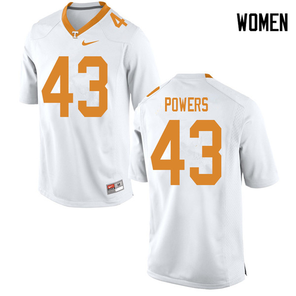 Women #43 Jake Powers Tennessee Volunteers College Football Jerseys Sale-White